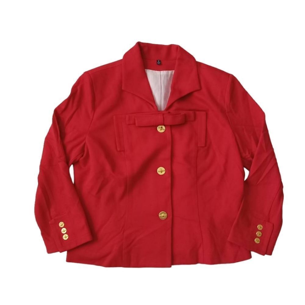 CAbi Love Carol Beau Scarlet Red Ponte Knit Button Front Jacket Women's Size 6